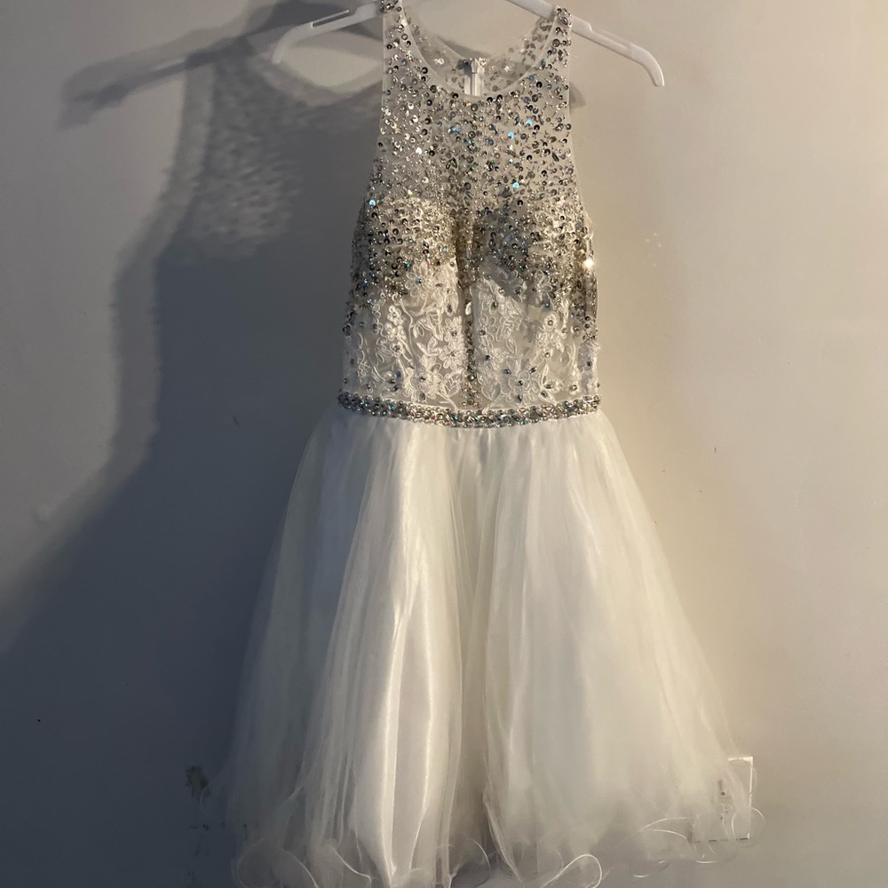 White studded thigh length dress